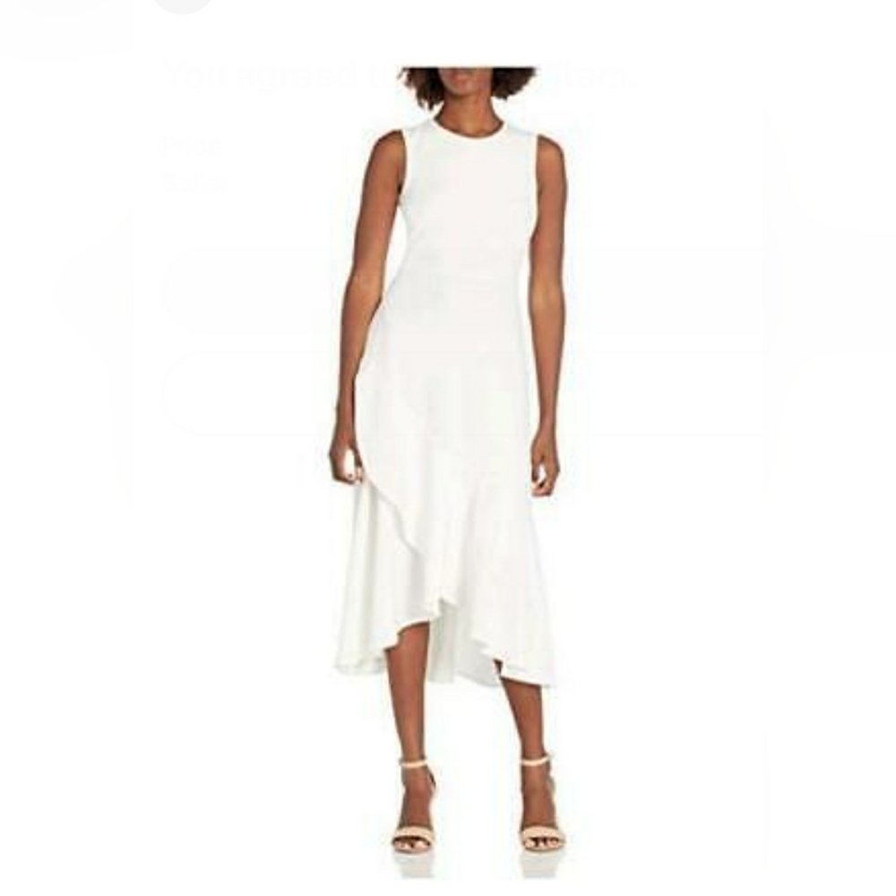 CALVIN KLEIN SLEEVELESS CREAM DRESS, SIZE 4